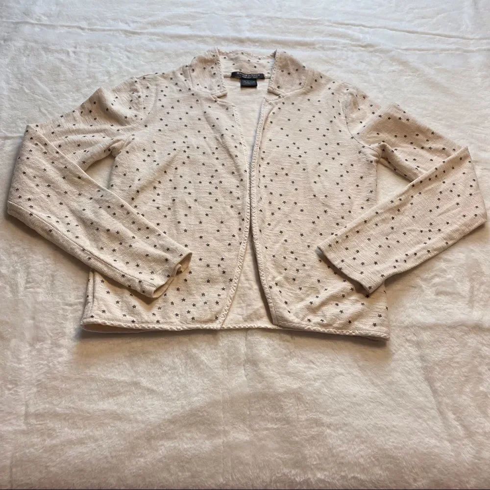 Maison Scotch Cream With Silver Stars Open Front Jacket Size 1